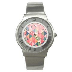 Background Geometric Triangle Stainless Steel Watch by Semog4