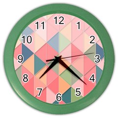 Background Geometric Triangle Color Wall Clock by Semog4