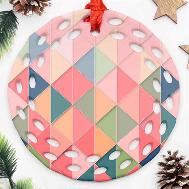 Background Geometric Triangle Ornament (Round Filigree)