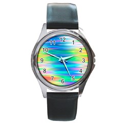 Wave Rainbow Bright Texture Round Metal Watch by Semog4