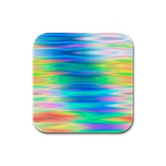 Wave Rainbow Bright Texture Rubber Square Coaster (4 Pack) by Semog4