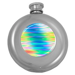 Wave Rainbow Bright Texture Round Hip Flask (5 Oz) by Semog4