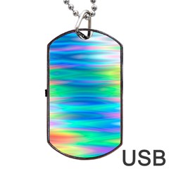 Wave Rainbow Bright Texture Dog Tag Usb Flash (two Sides) by Semog4