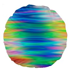 Wave Rainbow Bright Texture Large 18  Premium Round Cushions by Semog4