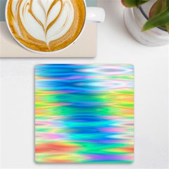 Wave Rainbow Bright Texture Uv Print Square Tile Coaster  by Semog4