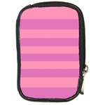 Pink Stripes Striped Design Pattern Compact Camera Leather Case Front