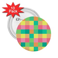 Checkerboard-pastel-squares- 2.25  Buttons (10 pack) 