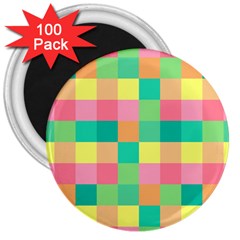 Checkerboard-pastel-squares- 3  Magnets (100 Pack) by Semog4