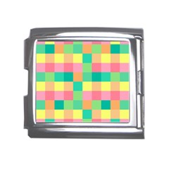 Checkerboard-pastel-squares- Mega Link Italian Charm (18mm)