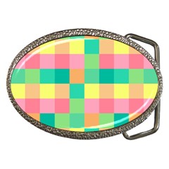 Checkerboard-pastel-squares- Belt Buckles