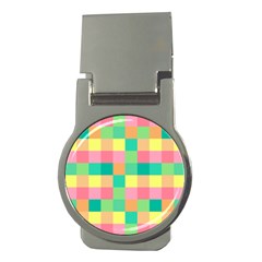 Checkerboard-pastel-squares- Money Clips (Round) 