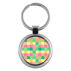 Checkerboard-pastel-squares- Key Chain (round) by Semog4