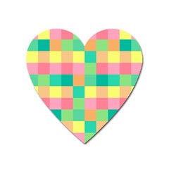 Checkerboard-pastel-squares- Heart Magnet by Semog4