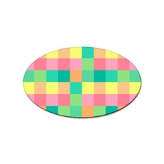 Checkerboard-pastel-squares- Sticker Oval (10 pack)