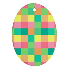 Checkerboard-pastel-squares- Oval Ornament (two Sides)