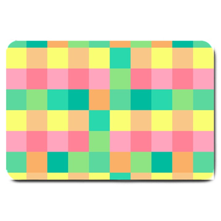 Checkerboard-pastel-squares- Large Doormat