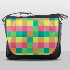 Checkerboard-pastel-squares- Messenger Bag