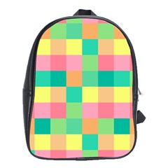 Checkerboard-pastel-squares- School Bag (XL)