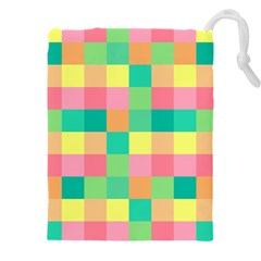 Checkerboard-pastel-squares- Drawstring Pouch (4XL)