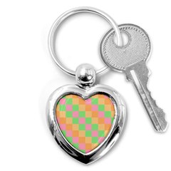 Checkerboard-pastel-squares Key Chain (heart) by Semog4