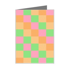 Checkerboard-pastel-squares Mini Greeting Card by Semog4