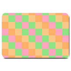 Checkerboard-pastel-squares Large Doormat by Semog4