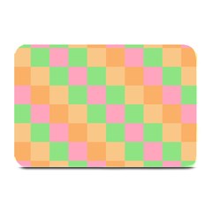 Checkerboard-pastel-squares Plate Mats by Semog4