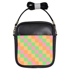 Checkerboard-pastel-squares Girls Sling Bag