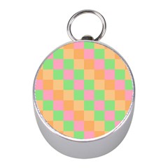 Checkerboard-pastel-squares Mini Silver Compasses by Semog4