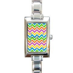 Chevron-pattern-design-texture Rectangle Italian Charm Watch by Semog4