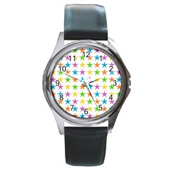 Star-pattern-design-decoration Round Metal Watch