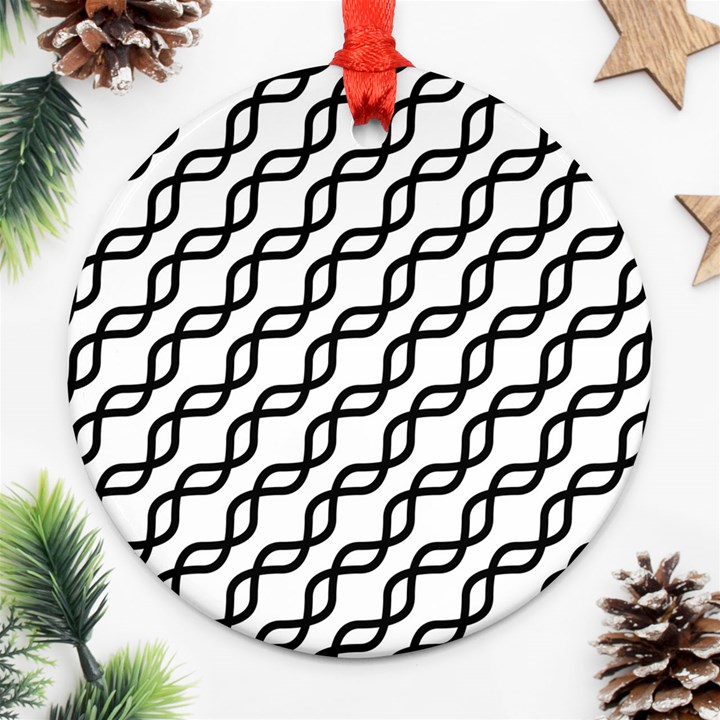 Diagonal-stripe-pattern Round Ornament (Two Sides)