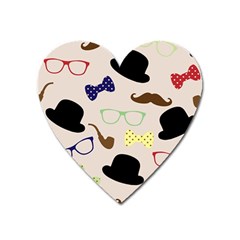 Moustache-hat-bowler-bowler-hat Heart Magnet by Semog4