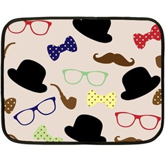 Moustache-hat-bowler-bowler-hat Two Sides Fleece Blanket (mini) by Semog4