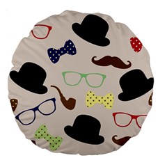 Moustache-hat-bowler-bowler-hat Large 18  Premium Round Cushions by Semog4