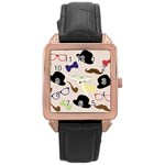 Moustache-hat-bowler-bowler-hat Rose Gold Leather Watch  Front