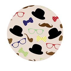 Moustache-hat-bowler-bowler-hat Mini Round Pill Box by Semog4