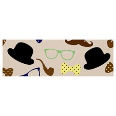 Moustache-hat-bowler-bowler-hat Banner And Sign 12  X 4  by Semog4