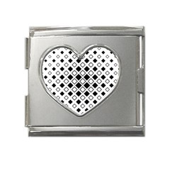 Square-diagonal-pattern-monochrome Mega Link Heart Italian Charm (18mm) by Semog4