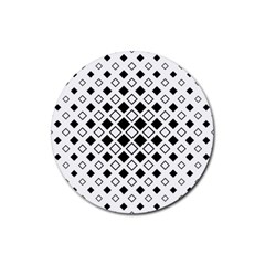 Square-diagonal-pattern-monochrome Rubber Coaster (round) by Semog4