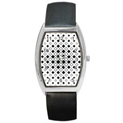 Square-diagonal-pattern-monochrome Barrel Style Metal Watch by Semog4