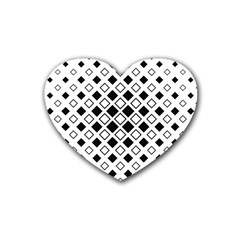 Square-diagonal-pattern-monochrome Rubber Coaster (heart) by Semog4