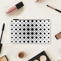 Square-diagonal-pattern-monochrome Cosmetic Bag (small) by Semog4