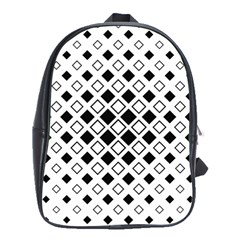 Square-diagonal-pattern-monochrome School Bag (large) by Semog4