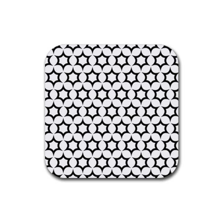 Pattern-star-repeating-black-white Rubber Coaster (Square)