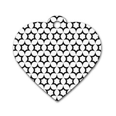 Pattern-star-repeating-black-white Dog Tag Heart (one Side) by Semog4