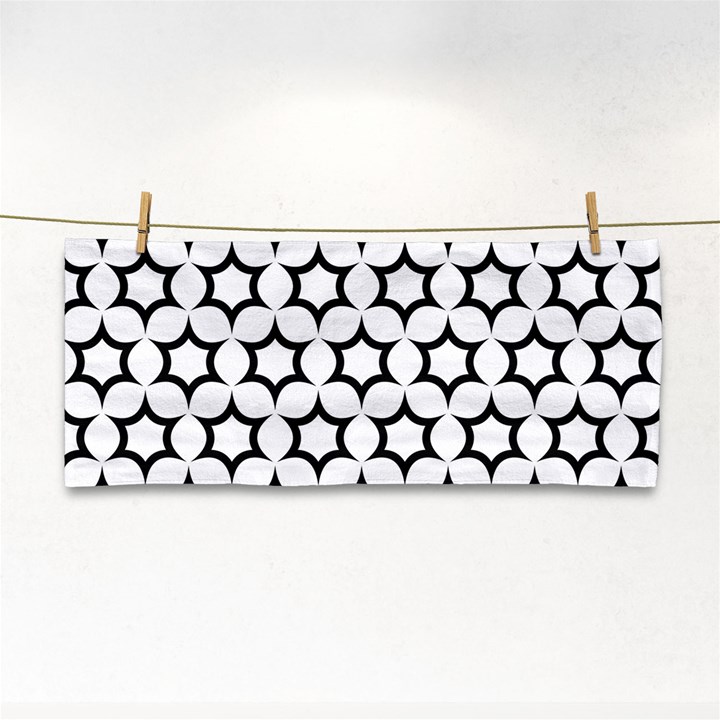 Pattern-star-repeating-black-white Hand Towel