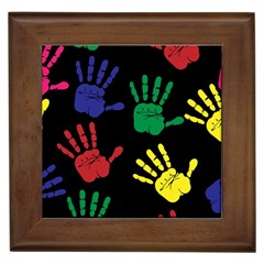 Handprints-hand-print-colourful Framed Tile by Semog4