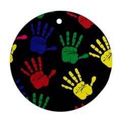 Handprints-hand-print-colourful Ornament (round) by Semog4