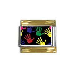 Handprints-hand-print-colourful Gold Trim Italian Charm (9mm) by Semog4